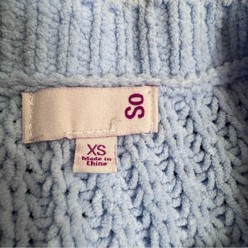 SO Light Blue Open-Knit Chunky Crewneck Sweater- Super Soft